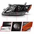 121539 Driver and Passenger Side Halogen Headlight, Without bulb(s), Clear Lens, Black Interior, Projector Series