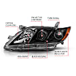 121539 Driver and Passenger Side Halogen Headlight, Without bulb(s), Clear Lens, Black Interior, Projector Series