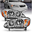 121540 Driver and Passenger Side Halogen Headlight, With bulb(s), Clear Lens, Chrome Interior, Crystal Series