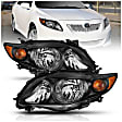 121541 Driver and Passenger Side Halogen Headlight, Without bulb(s), Clear Lens, Black Interior, Crystal Series