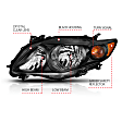 121541 Driver and Passenger Side Halogen Headlight, Without bulb(s), Clear Lens, Black Interior, Crystal Series
