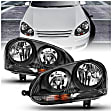 121542 Driver and Passenger Side Halogen Headlight, With bulb(s), Clear Lens, Black Interior, Crystal Series
