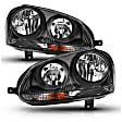 121542 Driver and Passenger Side Halogen Headlight, With bulb(s), Clear Lens, Black Interior, Crystal Series