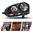 121542 Driver and Passenger Side Halogen Headlight, With bulb(s), Clear Lens, Black Interior, Crystal Series