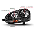 121542 Driver and Passenger Side Halogen Headlight, With bulb(s), Clear Lens, Black Interior, Crystal Series