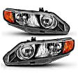 2008 Honda Civic - Driver and Passenger Side Halogen Headlight, With bulb(s), Sedan, Clear Lens, Black Interior, Crystal Series