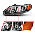 2008 Honda Civic - Driver and Passenger Side Halogen Headlight, With bulb(s), Sedan, Clear Lens, Black Interior, Crystal Series