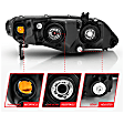 2008 Honda Civic - Driver and Passenger Side Halogen Headlight, With bulb(s), Sedan, Clear Lens, Black Interior, Crystal Series