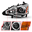 121550 Driver and Passenger Side Halogen Headlight, With bulb(s), Clear Lens, Chrome Interior, Projector Series