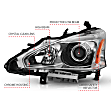 121550 Driver and Passenger Side Halogen Headlight, With bulb(s), Clear Lens, Chrome Interior, Projector Series
