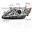 121551 Driver and Passenger Side Halogen Headlight, Without bulb(s), Clear Lens, Chrome Interior, Projector Series