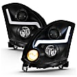 121557 Driver and Passenger Side Halogen Headlight, With bulb(s), Clear Lens, Black Interior, Projector Series