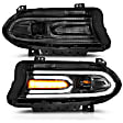 121559 Driver and Passenger Side Halogen Headlight, With bulb(s), Clear Lens, Black Interior, Projector Series