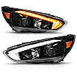 121564 Driver and Passenger Side Halogen Headlight, With bulb(s), Clear Lens, Black Interior, Crystal Series