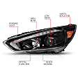 121564 Driver and Passenger Side Halogen Headlight, With bulb(s), Clear Lens, Black Interior, Crystal Series