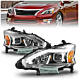 121570 Driver and Passenger Side LED Headlight, With bulb(s), Clear Lens, Chrome Interior