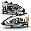121570 Driver and Passenger Side LED Headlight, With bulb(s), Clear Lens, Chrome Interior