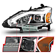 121570 Driver and Passenger Side LED Headlight, With bulb(s), Clear Lens, Chrome Interior