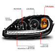 121571 Driver and Passenger Side HID/Xenon Headlight, With bulb(s), Clear Lens, Black Interior, Projector Series