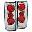 211001 Driver and Passenger Side Halogen Tail Light, Without bulb(s), Clear Lens, Chrome Interior, Euro Series