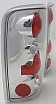 211008 Driver and Passenger Side Halogen Tail Light, Without bulb(s), Clear Lens, Chrome Interior, Euro Series