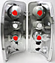 211008 Driver and Passenger Side Halogen Tail Light, Without bulb(s), Clear Lens, Chrome Interior, Euro Series