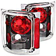 211016 Driver and Passenger Side Halogen Tail Light, Without bulb(s), Clear Lens, Black Interior, Euro Series