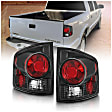 211034 Driver and Passenger Side Halogen Tail Light, Without bulb(s), Clear & Red Lens, Black Interior, Euro Series