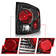 211034 Driver and Passenger Side Halogen Tail Light, Without bulb(s), Clear & Red Lens, Black Interior, Euro Series