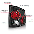 211034 Driver and Passenger Side Halogen Tail Light, Without bulb(s), Clear & Red Lens, Black Interior, Euro Series