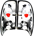 211042 Driver and Passenger Side Halogen Tail Light, Without bulb(s), Clear Lens, Black Interior, Euro Series