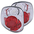 211068 Driver and Passenger Side Halogen Tail Light, Without bulb(s), Clear Lens, Chrome Interior, Euro Series