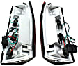 211140 Driver and Passenger Side Halogen Tail Light, With bulb(s), Red & Clear Lens, Chrome Interior, Euro Series