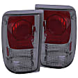 211177 Driver and Passenger Side Halogen Tail Light, Without bulb(s), Smoked Lens, Chrome Interior, Euro Series