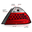 221143 Driver and Passenger Side Halogen Tail Light, Without bulb(s), Red & Clear Lens, Chrome Interior, Euro Series
