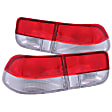 221147 Driver and Passenger Side Halogen Tail Light, Without bulb(s), Red & Clear Lens, Chrome Interior, Euro Series