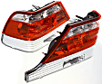 221153 Driver and Passenger Side Halogen Tail Light, Without bulb(s), Red & Clear Lens, Chrome Interior, Euro Series