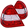 221157 Driver and Passenger Side Halogen Tail Light, Without bulb(s), Red & Clear Lens, Chrome Interior, Euro Series
