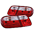 221162 Driver and Passenger Side Halogen Tail Light, Without bulb(s), Red & Clear Lens, Chrome Interior, Euro Series