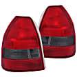 221193 Driver and Passenger Side Halogen Tail Light, Without bulb(s), Red & Smoked Lens, Chrome Interior, Euro Series
