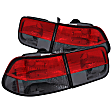 221206 Driver and Passenger Side Halogen Tail Light, Without bulb(s), Red & Smoked Lens, Chrome Interior, Euro Series