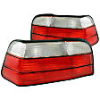221215 Driver and Passenger Side Halogen Tail Light, Without bulb(s), Red & Clear Lens, Chrome Interior, Euro Series