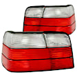 221216 Driver and Passenger Side Halogen Tail Light, Without bulb(s), Red & Clear Lens, Chrome Interior, Euro Series