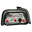 221216 Driver and Passenger Side Halogen Tail Light, Without bulb(s), Red & Clear Lens, Chrome Interior, Euro Series