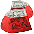 221218 Driver and Passenger Side Halogen Tail Light, Without bulb(s), Red & Clear Lens, Chrome Interior, Euro Series