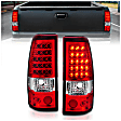 311007 Driver and Passenger Side LED Tail Light, With bulb(s), Red & Clear Lens, Chrome Interior, Fleetside, LED Series