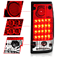 311043 Driver and Passenger Side LED Tail Light, With bulb(s), Red & Clear Lens, Chrome Interior, LED Series