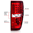 311139 Driver and Passenger Side LED Tail Light, With bulb(s), Red & Clear Lens, Chrome Interior, LED Series