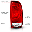 311307 Driver and Passenger Side Halogen Tail Light, Without bulb(s), Clear & Red Lens, Euro Series