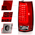2008 Chevrolet Tahoe - Driver and Passenger Side LED Tail Light, With bulb(s), Led; With Plank Style Design, Clear & Red Lens, Chrome Interior, LED Series